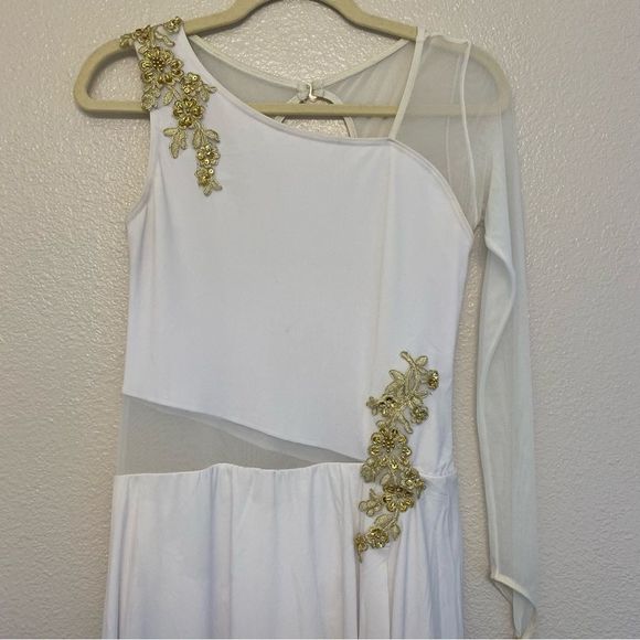 Weissman dance costume LOVE ME AGAIN 10156 Asymmetrical white SA-Small adult - Picture 3 of 11